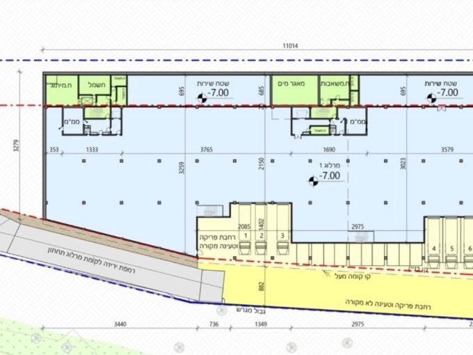 תכנית משרדים ואחסנה מפלס תחתון מודיעין