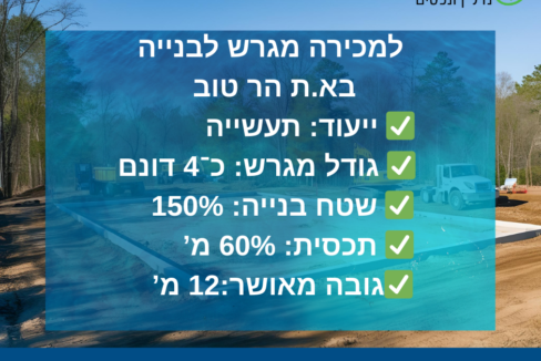 למכירה מגרש בהר טוב 4 דונם תעשיה